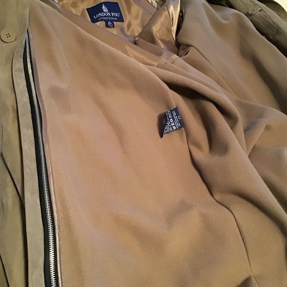 London Fog beige lined trench coat, woman's size 14 Reg - Picture 3 of 5